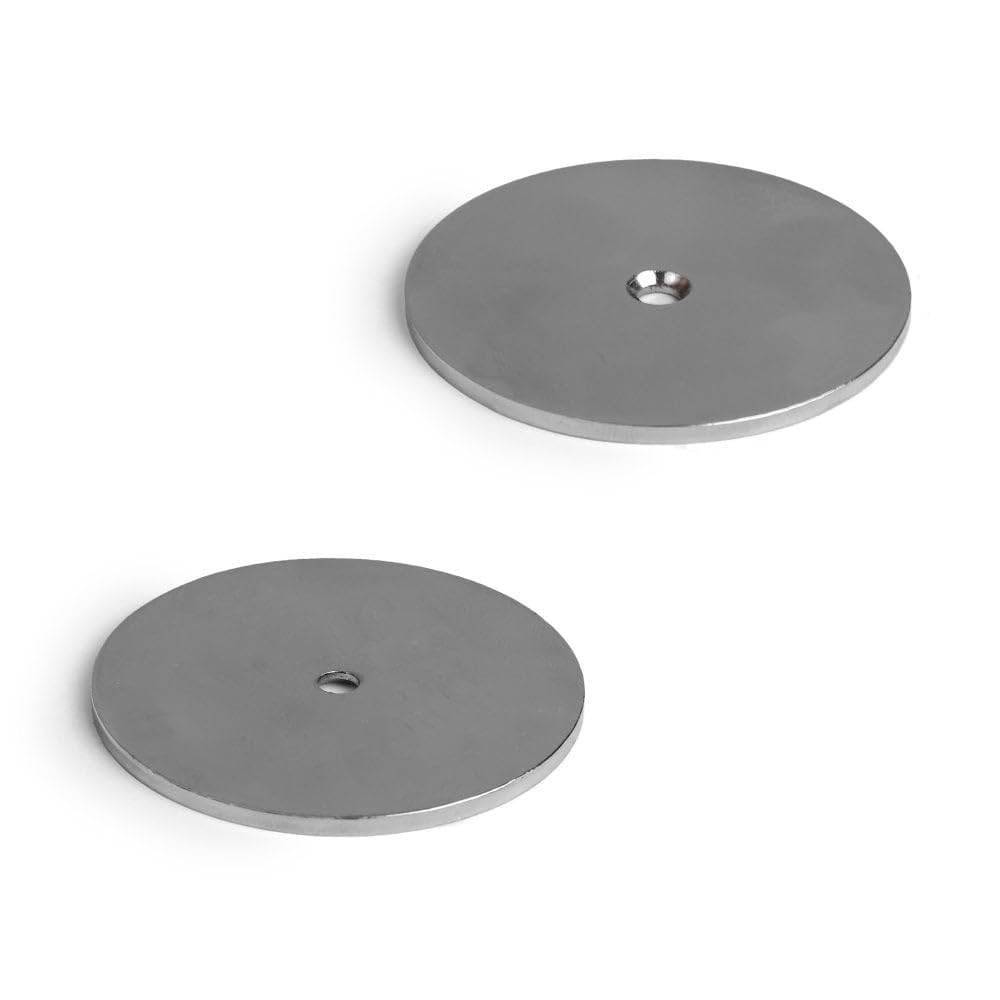 Nickel Plated Countersunk Mild Steel Disc for Using Magnets, Hang Artwork or Noticeboards - 50mm dia x 2mm thick x 4.2mm countersunk hole - Pack of 200