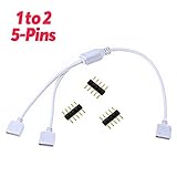 Glarks 5-Pins 1 to 2 Splitter LED Strip Connect Cable with 3pcs 5Pins Plugs Connector s for RGBW 5050 LED Strip Lights (1 to 2 / 1Pcs)