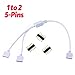 Glarks 5-Pins 1 to 2 Splitter LED Strip Connect Cable with 3pcs 5Pins Plugs Connector s for RGBW 5050 LED Strip Lights (1 to 2 / 1Pcs)