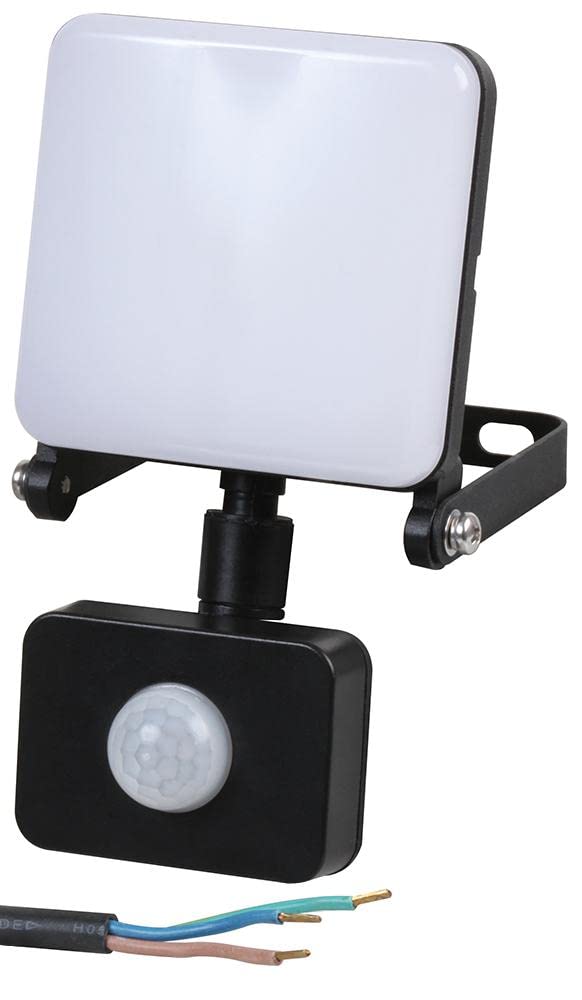 PRO ELEC PELL0295 LED Floodlight with PIR Sensor, 10W, 700lm, 6000K, Black, IP44