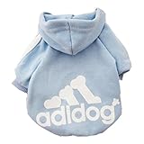 Idepet Soft Cotton Adidog Cloth for Dog, M, Blue