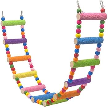 Bird Ladder Parrot Toys, Rough Surface Perch Grinding Nail Cage Accessories Toys for Parakeet Cockatiel Small and Medium Bird