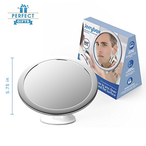 Jerrybox Fogless Shower Mirror with Lock SuctionCup,Perfect Fog Free, Shaving Adjustable Arm
