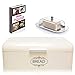 AllGreen Vintage Bread-Box Container for Kitchen Decor Stainless Steel Metal Bread Bins Retro Cream for Kitchen Counter Dry Food Storage, Including Free Butter Dish, and Serving eBook Store Bread Loaf