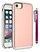 Style4U iPhone 8 / iPhone 7 Case, Slim Shock-Resistant Hybrid Armor Case with Credit/ID Card Compartment for Apple iPhone 8 and iPhone 7 with 1 Stylus [Rose Gold]