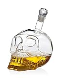 Studio Silversmiths 700 ml Skull Head Skeleton Whiskey Liquor Vodka Clear Crystal Decanter Barware