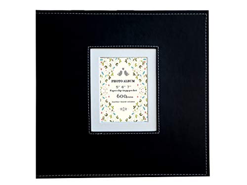 ZOVIEW 600 Horizontal and Vertical Pockets Photo Album, Leather Cover, slots album, Sewn Bonded Leather Albums, memo Album, Holds 3.5x5, 4x6, 5x7 photos,Large Capacity Deluxe (Black, Large)
