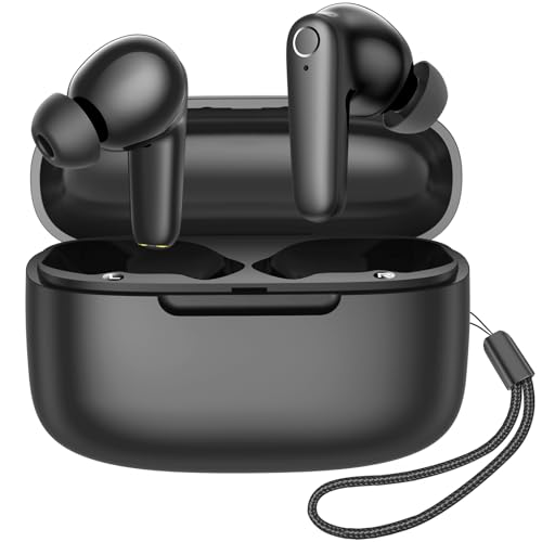 kurdene Wireless Ear Buds Bluetooth 5.4 Headphones 60H Playtime Deep Bass Stereo Earbuds with Mic Comfort Lightweight in Ear Earphones for Workout/Running Black