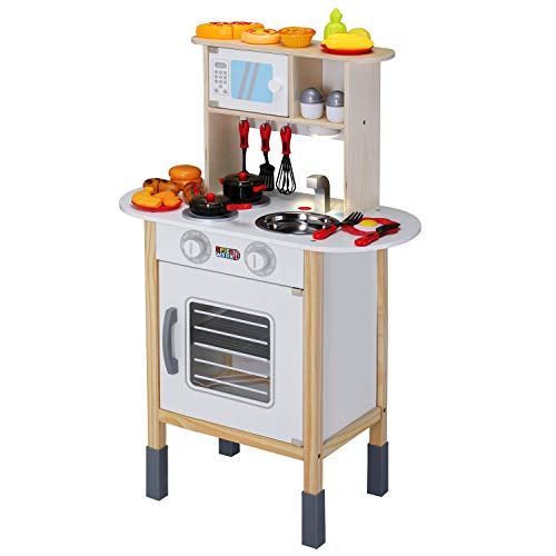 Spielwerk Spielzeugküche mit Licht 35 Teile Zubehör Backofen Sound Kinder Holzküche Lernspiel Spielküche Kinderküche – Bild 3
