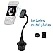 Macally Magnetic Cup Holder Phone Mount with Strong Magnet and Extra Long Neck & 2 Metal Plates - Cupholder Phone Holder Universal Fit for iPhone s, Samsung Galaxy, and All Cell Phones