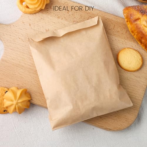 JOHOUSE 120PCS Flat Paper Bags, 5 x 7 Inch Kraft Paper Bags Snack Bags Cookie Bags Popcorn Bags for Sales Treats Parties