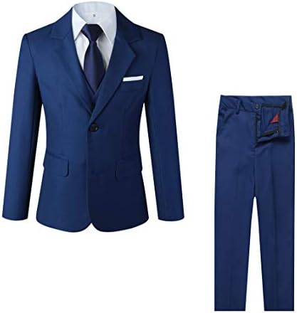 مجموعة من 5 قطع من بدلة للأولاد الرسمية من Kretenier بدلة رسمية رفيعة للأولاد 10 ازرق داكن Amazon Ae