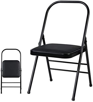 CJC Chairs Folding Yoga Backless Standard Prop Practice Asana Activity Padded Foldable 4 Color (Color : Black)