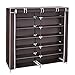 SONGMICS 7 Tiers Shoe Rack Closet with Fabric Cover Portable Shoe Storage Organizer Cabinet Dark Brown URXJ12Z