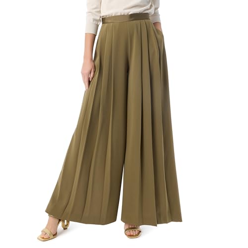 DEE OCLEPPO Womens Alex Pleated Wide Leg High Rise Side Zip Pant Standard