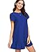 Verdusa Women's Round Neck Petal Short Sleeve Ruffle Hem Tunic Dress Blue M