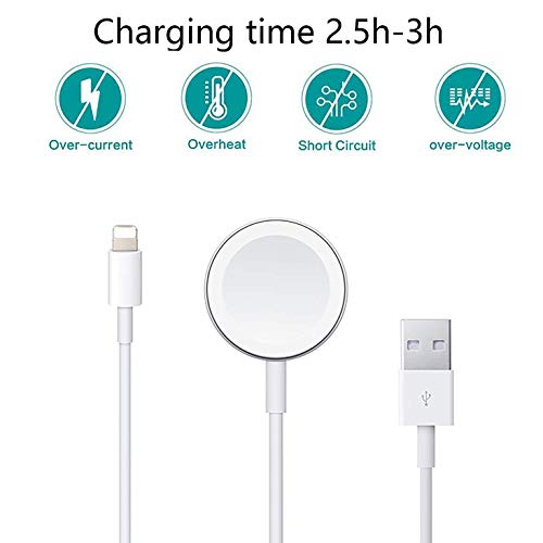Wireless Charger for Apple Watch Magnetic Charging Cable, 2 in 1 Watch Charging Cable Cord for Apple Watch Compatible for Apple Watch Series 5/4/3/2/1 for iPhone 11/XR/XS/X/8/7-[3.3 FT/1.0M- White] - Thumbnail 3