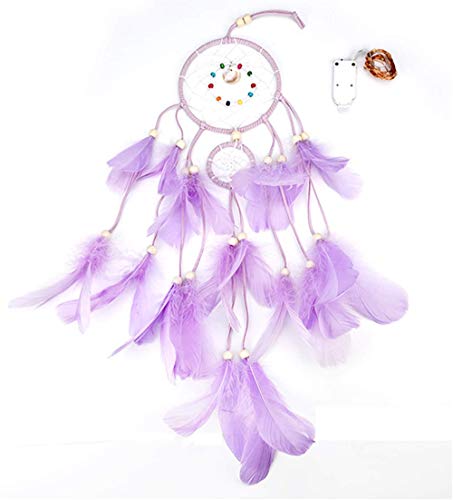 Qukueoy Dream Catchers for Bedroom Wall Hanging Decorations, Dreamcatcher Home Ornaments for Fantasy Gifts, Caught Your Dream (Purple)