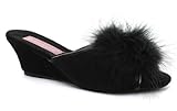 Dunlop Marilyn Black Womens Wedge Slipper Mules