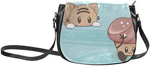 meincare Women's Cat Ice Cream PU Leather Classic Saddle Bag