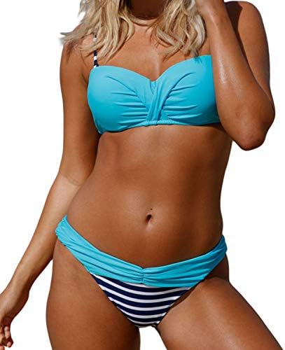 Women's 2019 Two Piece Womens Bandeau Bikini Set Swimsuits Tie Dye Padded Bathing Suit Push Up Halter Swimwear School Fashion
