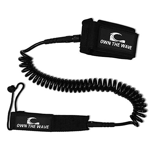 Own the Wave Premium Coiled SUP Leash 10 Foot SUP Paddle Strap and