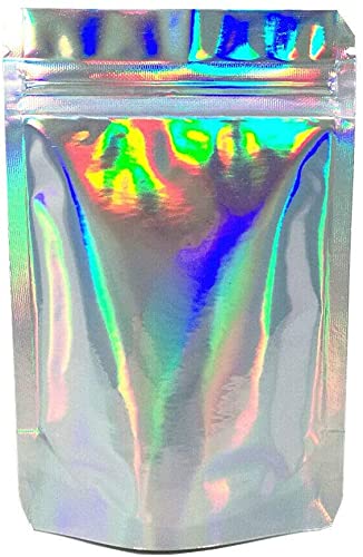 Photo 1 of 100PCS Metallic Zip Lock Bags Aluminum Foil Mylar Bags Glossy Reusable Reclosable Smell Proof Heat Sealable Packaging Bag for Candy Jewelry Food Grade Double Side Silver Zipper Pouch (6.3x9.4 Inch)