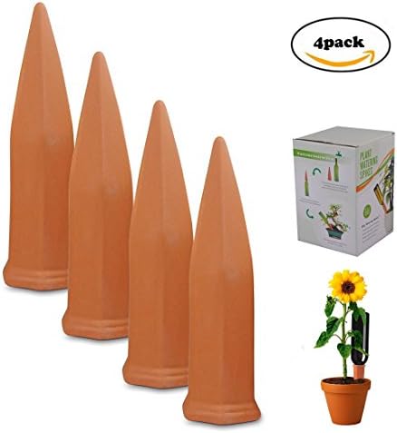 LoReen Automatic Plant Waterer Terracotta Vacation Plant Watering System Drip Irrigation Spikes House Plant Self Watering System for Outdoor Graden Planting (7 inch)