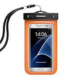 MoKo Waterproof Phone Pouch, Cellphone Case Dry Bag with Armband & Landyard Compatible with iPhone X/Xs/Xr/8 Plus/8/7/6S Plus, Samsung Galaxy S9 Plus/S9/Note 9/Note 8 - Orange