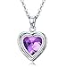 Vesil Purple AAA Cubic Zirconia Heart Pendant Necklace for Women Necklaces Gifts for Her