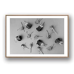 Framed for Living Room Bedroom Grey Rose Flowers for