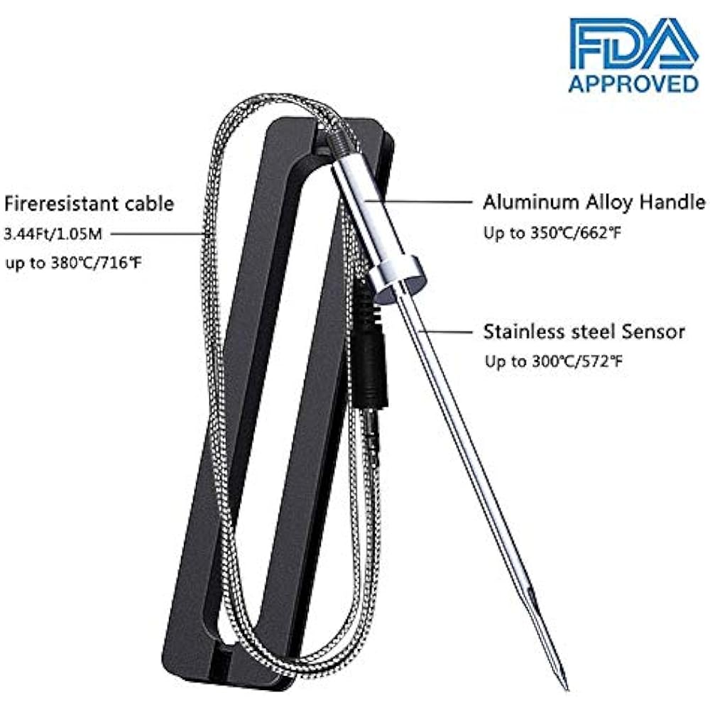 Smart Bluetooth BBQ Grill Thermometer Wireless 5.0 Barbecue Meat With 2