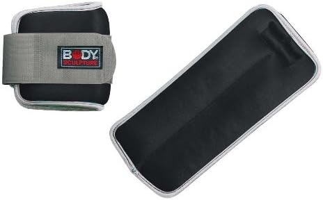 Body Sculpture Ankle/Wrist Weights - Black/Silver, 2 x 1lb