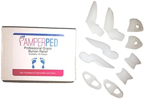 Pamperped Professional Grade Bunion Relief- 10 Piece Bunion Corrector Pad & Spacer Kit