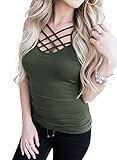 ZXZY Women Solid Sleeveless Spaghetti Multi Straps Cross Front Tanks Tops Camis