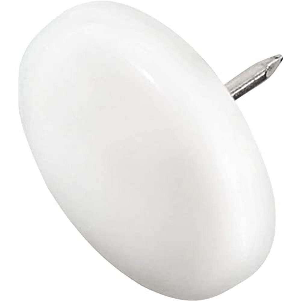 Adsamm® / 100 x Glides in plastic with nail | Ø 1,18'' (Ø 30 mm) | white | round | Premium quality furniture sliders with nail by Adsamm®
