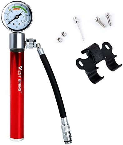 Mini Bike Pump Outdoor Cycling Portable West Biking Presta &amp; Schrader Compatible Bicycle Pump Suitable for Basketball Soccer Wheel Balloon (Red)