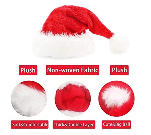 AININUOY 2 Pack Christmas Hats,Adults Large Size Santa Hat,Double Sided Velvet,Classic Style Hats for Christmas Parties