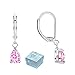 Buyless Fashion Hypoallergenic Surgical Steel Leverback Earring with Dangle Teardrop CZ Stud-EDGTRDPNK