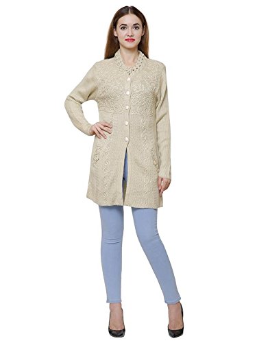 matelco embroidered woollen cardigans with pockets for women black