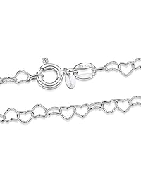 925 plata fina de forma natural   de corazón cadena de pulsera de tobillo   de tobillo ajustables hasta 10" pulgadas   ajuste flexible