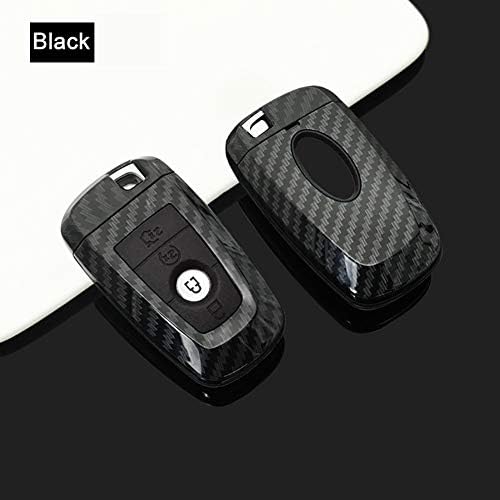 QHCP Remote Car Key Case ABS Key Cover Shell Bag Special For Ford Mustang 2018 Carbon Fiber Style (Black)