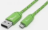 Fenix - 6 Feet - Nylon Braided Green Micro USB [V9] Universal Data Cable - Lightning Fast Charging & Transfer for Samsung, HTC, LG, Nexus, Motorola, Sony, Android Smartphone & Tablet