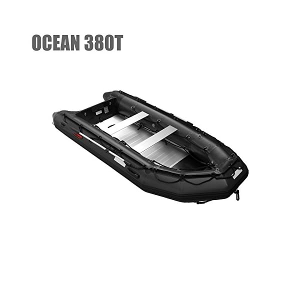 Seamax-Ocean380T-125-Feet-Commercial-Grade-Inflatable-Boat-5-Pontoon-Chambers-Aluminum-Floor-V-Bottom-Max-Support-25HP-Motor-Coast-Guard-Standard-Reflective-Tapes-Multi-Purpose