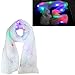 Luwint Colorful LED Flashing Plush Scarf - Lights Up Rave Clothing Accessories Cool Glow Novelty Austism Toys for Halloween Costume Party Game Ideas for Boys Girls (White)