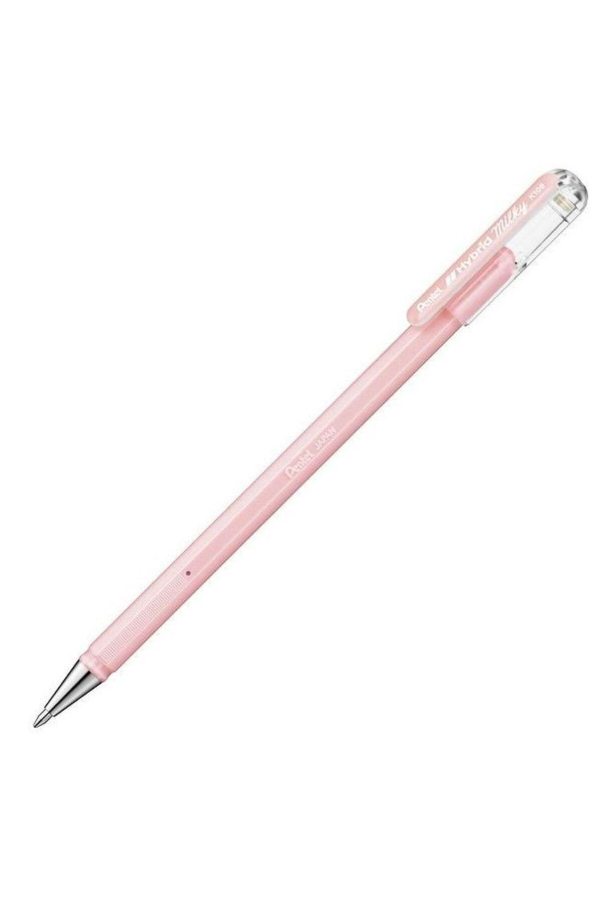 Pentel K108 Hybrid Milky Gel Rollerball Pen, 0.8mm Tip, Vivid on Light and Dark Paper, Pastel Pink (Single Pen)