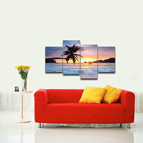 Pyradecor-Sunrise-Beach-Theme-Canvas-Prints-Wall-Art-Ocean-Sea-Pictures-Paintings-for-Living-Room-Bedroom-Home-Office-Decorations-Modern-4-Piece-Stretched-and-Framed-Seascape-Giclee-Artwork Pyradecor Sunrise Beach Theme Canvas Prints Wall Art Ocean Sea Pictures Paintings for Living Room Bedroom Home Office…