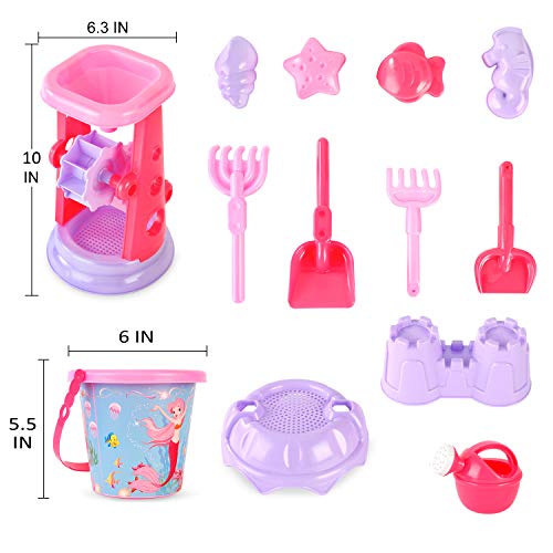 image for Liberty Imports Pink Princess Sand Wheel Beach Set Toy with Zippered B