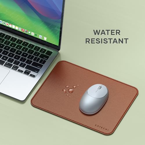 Satechi Vegan-Leather Mouse Pad - Ergonomic Mouse Pad, Reversible, Scratch and Water Resistant, Easy to Clean - Desk Mouse Pad for Office and Home, 24.9 cm x 19.05 cm x 0.36 cm – Brown