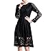 QINGYUAN Women's Floral Lace Long Sleeve Slim Bridesmaid Midi Dress